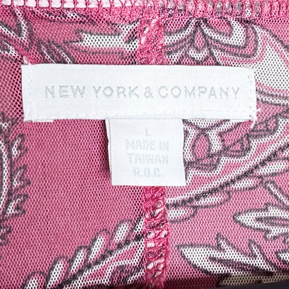 New York & Co‎ Plunging V-Neck Blouse Three Button Closure Sheer Red Size Large - Picture 8 of 10